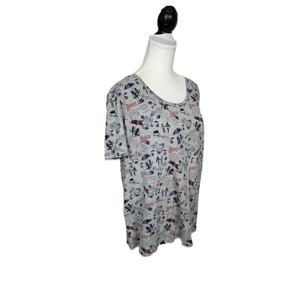 Coral Bay Knit Tunic Top Size XL Graphic Pullover Gray Beach Short Sleeves - Picture 3 of 10